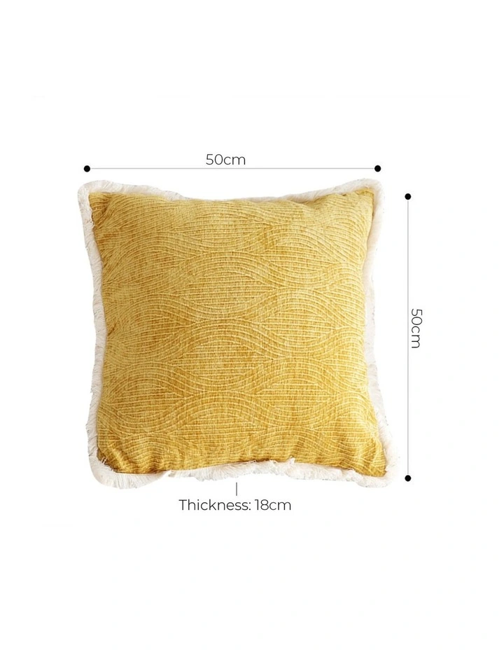 SOGA 2X 50cm Throw Pillow Turmeric Yellow Aesthetic Chenille Texture for Home Decor image 5