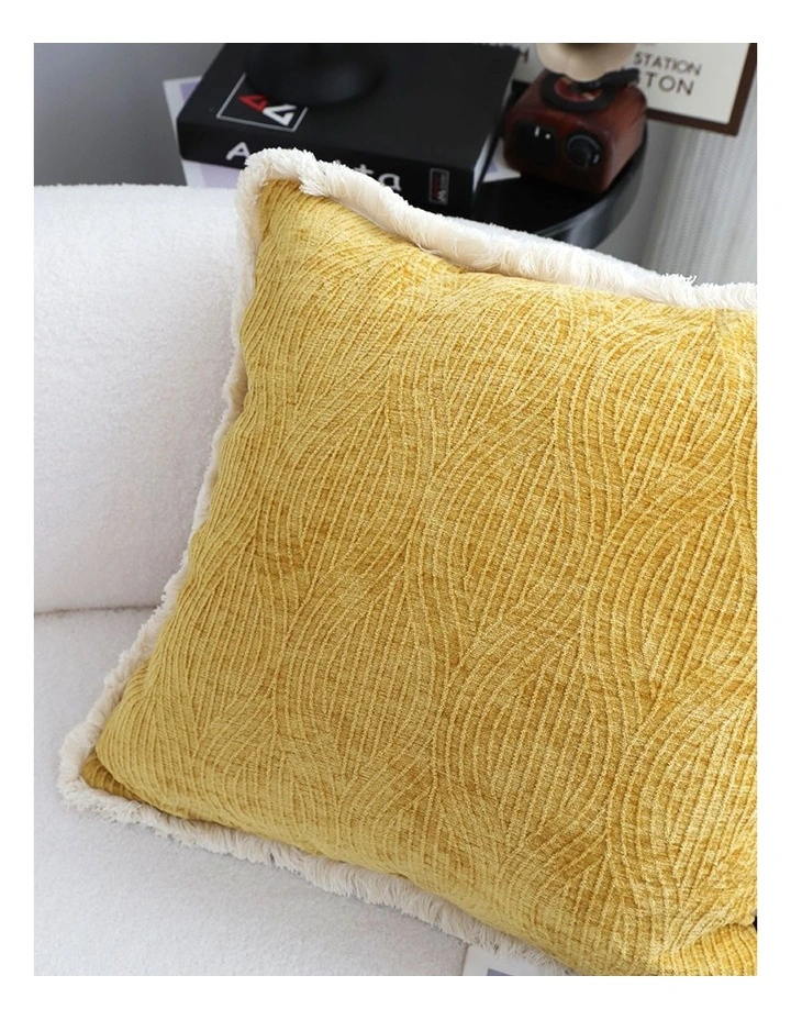 SOGA 2X 50cm Throw Pillow Turmeric Yellow Aesthetic Chenille Texture for Home Decor image 6