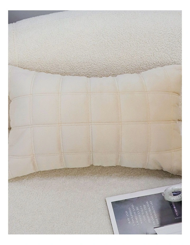SOGA 2 Pack Beige Quilted Grid Throw Pillow 30cm image 4
