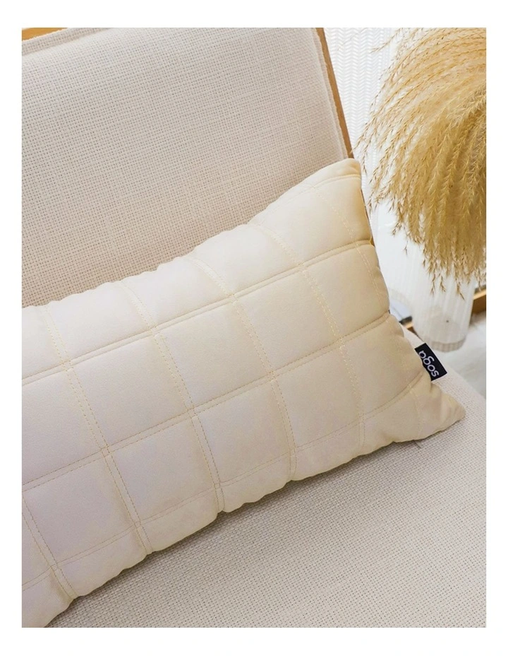 SOGA 2 Pack Beige Quilted Grid Throw Pillow 30cm image 7