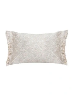 SOGA 35cm Rectangular Natural Woven Diamond Pattern Fringe Trim Throw Pillow