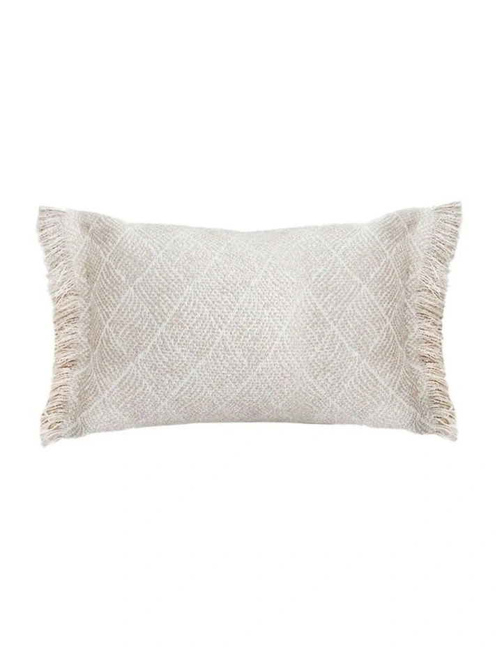 SOGA 35cm Rectangular Natural Woven Diamond Pattern Fringe Trim Throw Pillow image 1