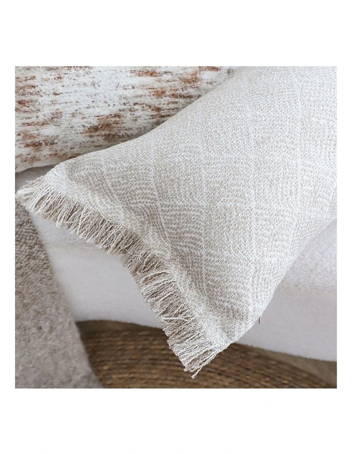 SOGA 35cm Rectangular Natural Woven Diamond Pattern Fringe Trim Throw Pillow image 6