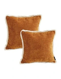 SOGA 2X 45cm Home Aesthetic Chenille Texture Tassel Square Sunset Orange Throw Pillow