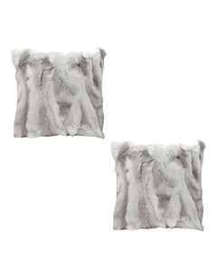 SOGA 2X 45cm Throw Pillow Floral Gray Rabbit Fur Square Warm Cozy Decorative Cushion Home Decor