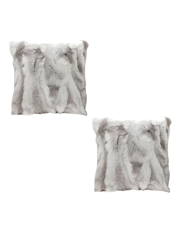 SOGA 2X 45cm Throw Pillow Floral Gray Rabbit Fur Square Warm Cozy Decorative Cushion Home Decor image 1