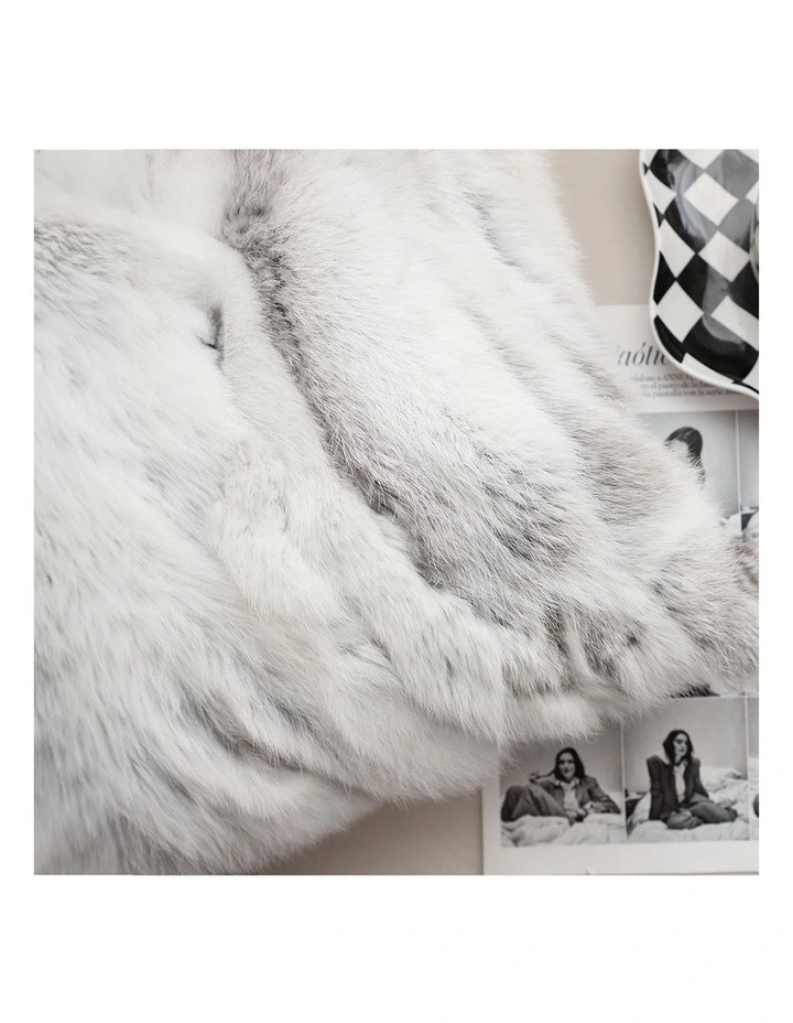 SOGA 2X 45cm Throw Pillow Floral Gray Rabbit Fur Square Warm Cozy Decorative Cushion Home Decor image 7