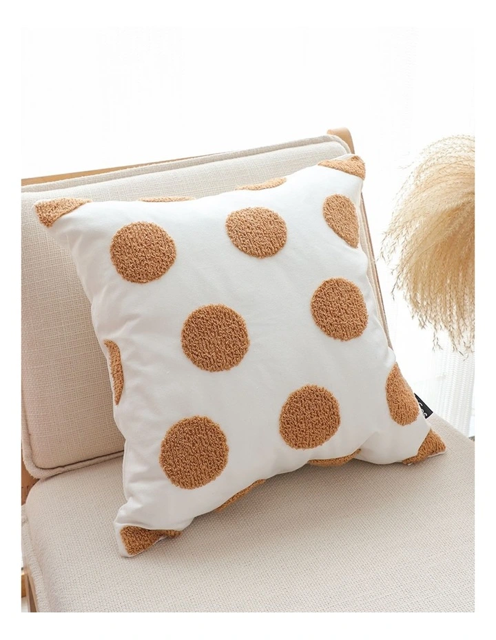 SOGA 2 Pack Tufted White Brown Polka Dot Cushion Cover 45cm image 2