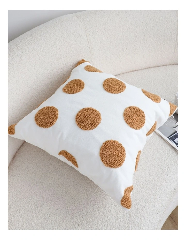 SOGA 2 Pack Tufted White Brown Polka Dot Cushion Cover 45cm image 3