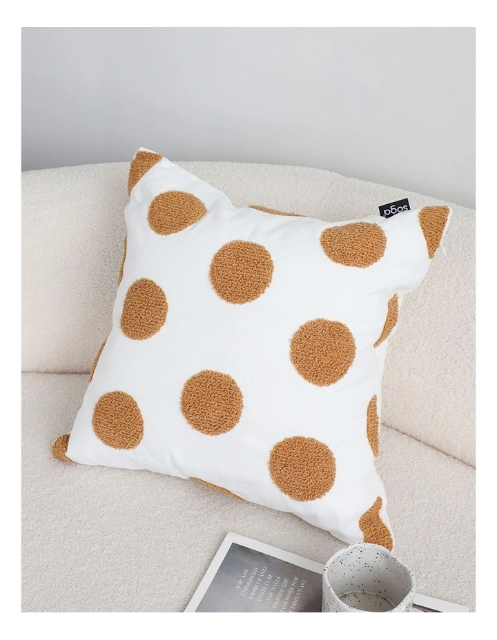 SOGA 2 Pack Tufted White Brown Polka Dot Cushion Cover 45cm image 4
