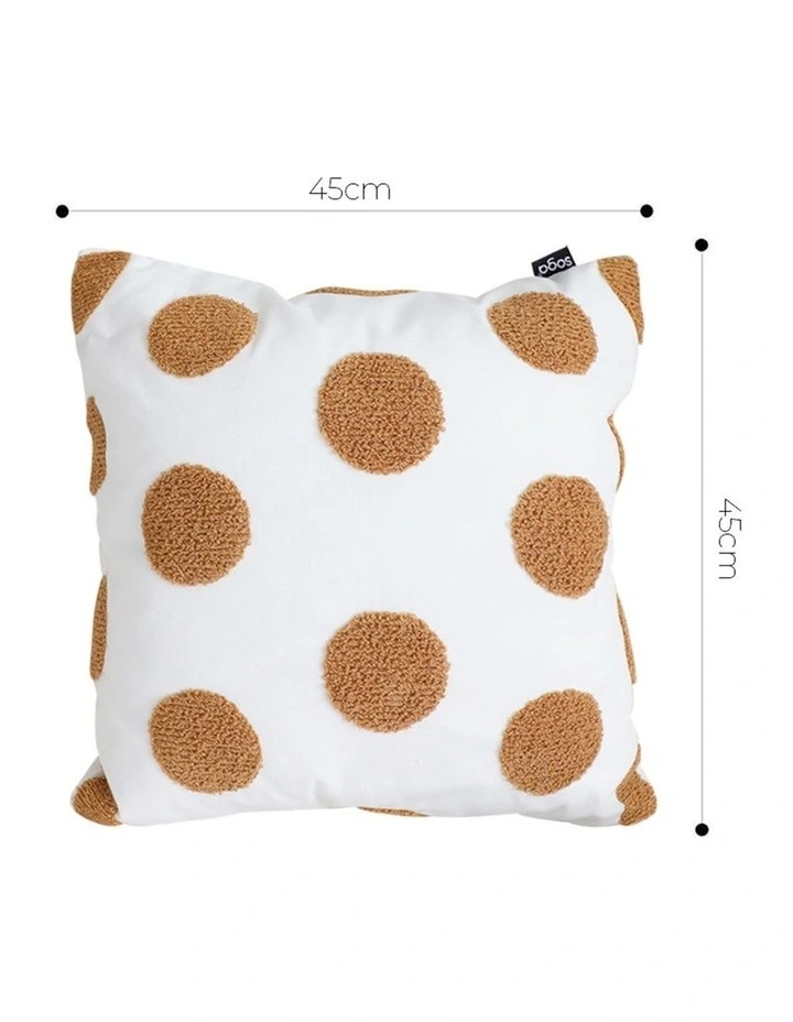 SOGA 2 Pack Tufted White Brown Polka Dot Cushion Cover 45cm image 5