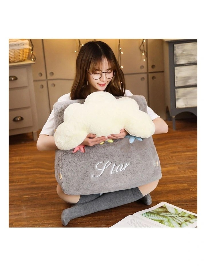 SOGA 2X Grey Cloud Cushion Plush Lumbar Support Pillow Decor image 3