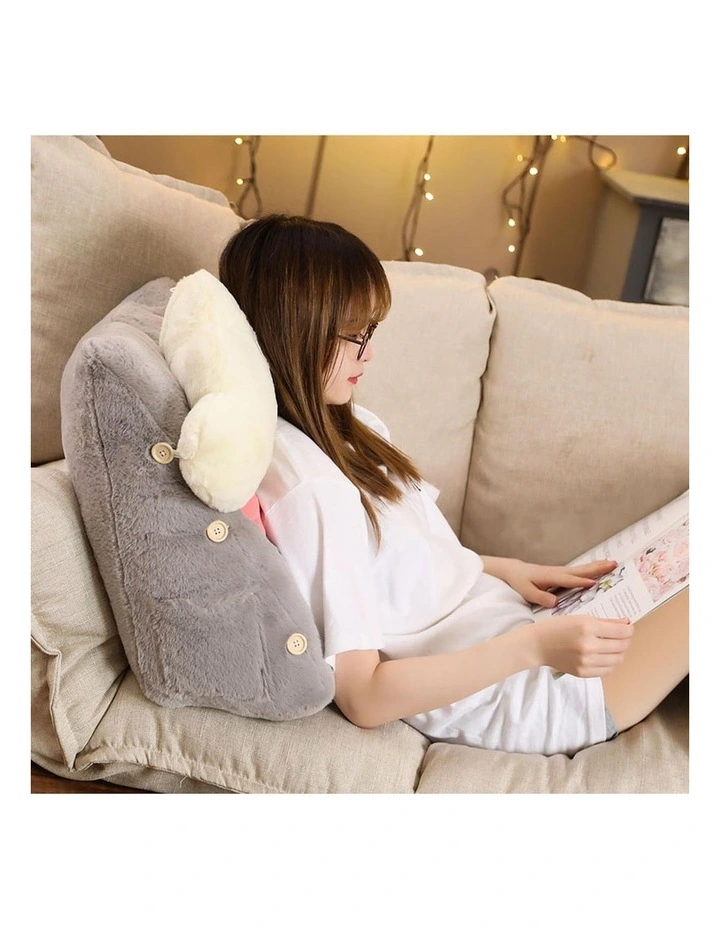 SOGA 2X Grey Cloud Cushion Plush Lumbar Support Pillow Decor image 5