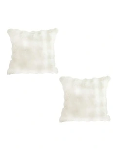 SOGA 2X 50cm White Faux Rabbit Fur Throw Pillow Soft Square Cushion Decor
