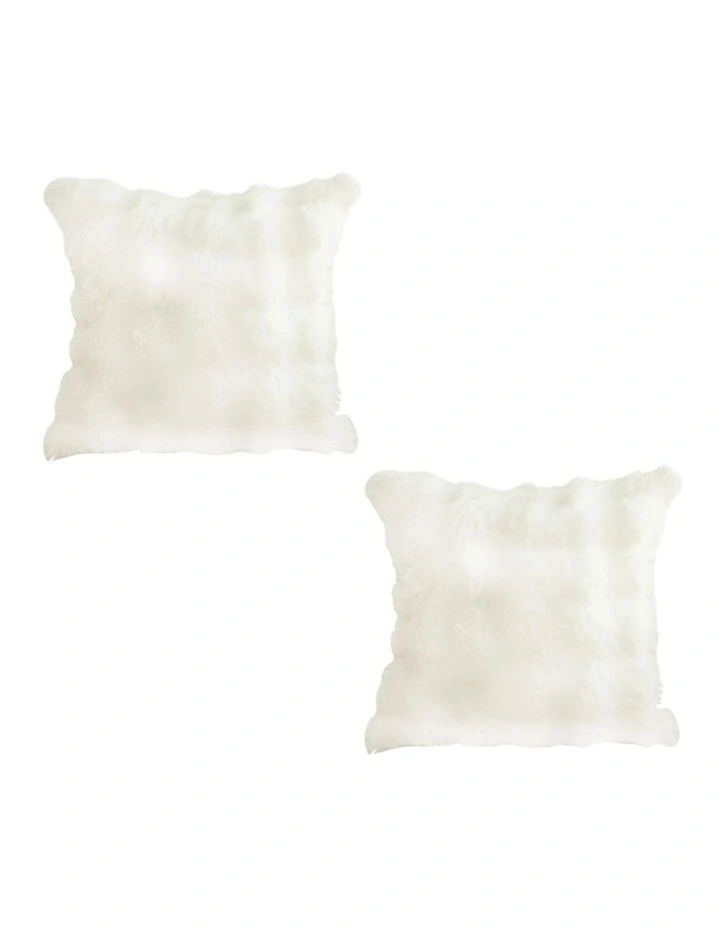 SOGA 2X 50cm White Faux Rabbit Fur Throw Pillow Soft Square Cushion Decor image 1