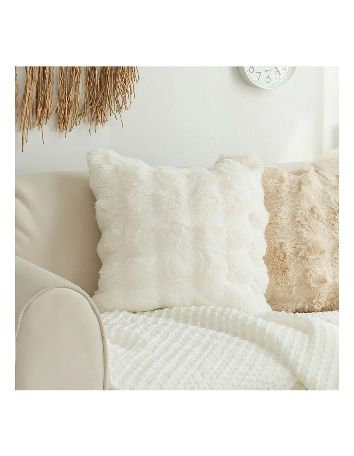 SOGA 2X 50cm White Faux Rabbit Fur Throw Pillow Soft Square Cushion Decor image 4