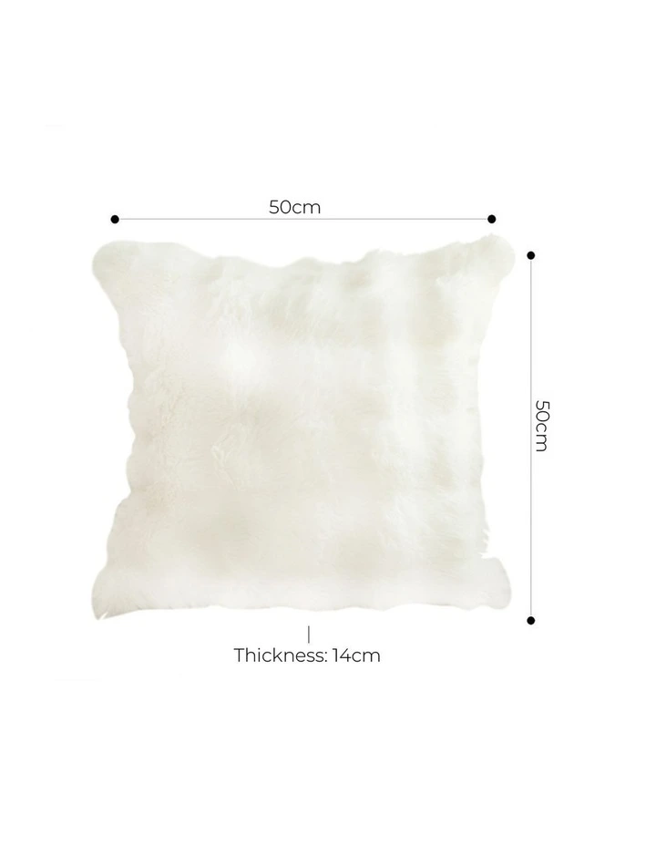 SOGA 2X 50cm White Faux Rabbit Fur Throw Pillow Soft Square Cushion Decor image 5