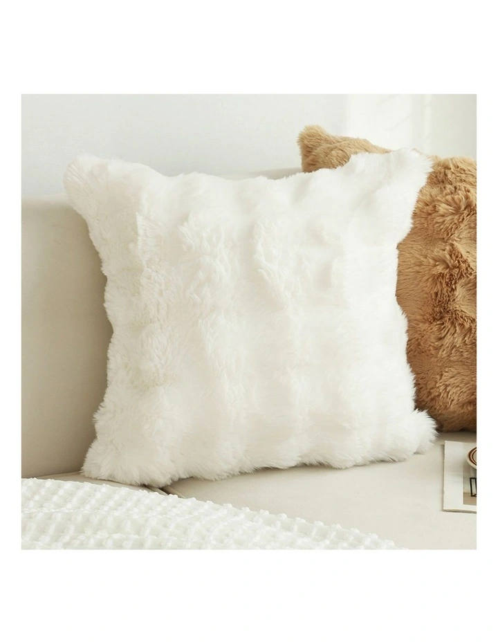 SOGA 2X 50cm White Faux Rabbit Fur Throw Pillow Soft Square Cushion Decor image 6