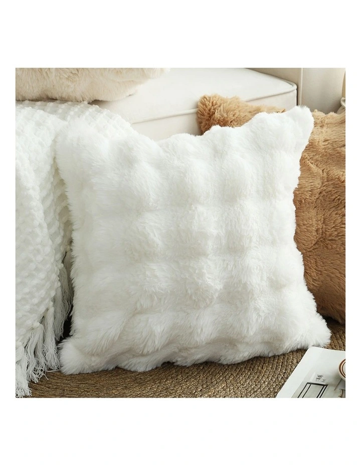 SOGA 2X 50cm White Faux Rabbit Fur Throw Pillow Soft Square Cushion Decor image 7