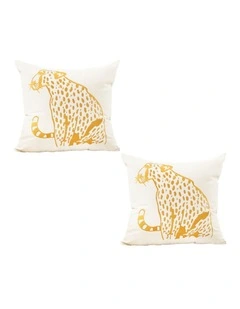SOGA 45cm White Throw Pillow Gold Leopard Square Cushion Home Decor