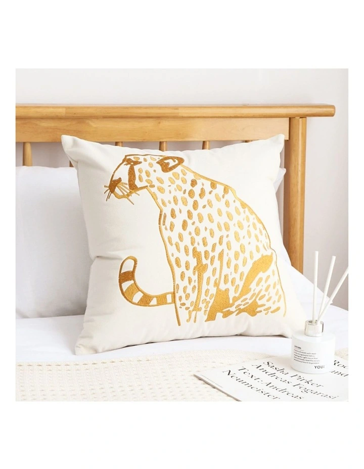 SOGA 45cm White Throw Pillow Gold Leopard Square Cushion Home Decor image 2