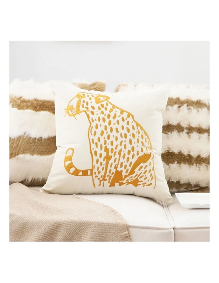 SOGA 45cm White Throw Pillow Gold Leopard Square Cushion Home Decor image 5