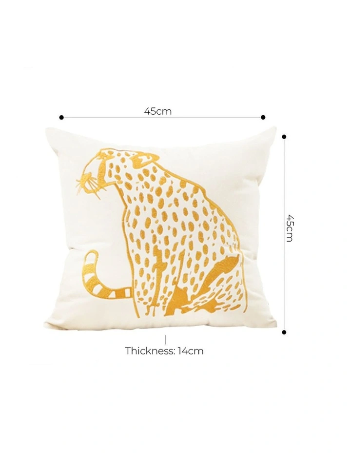 SOGA 45cm White Throw Pillow Gold Leopard Square Cushion Home Decor image 6