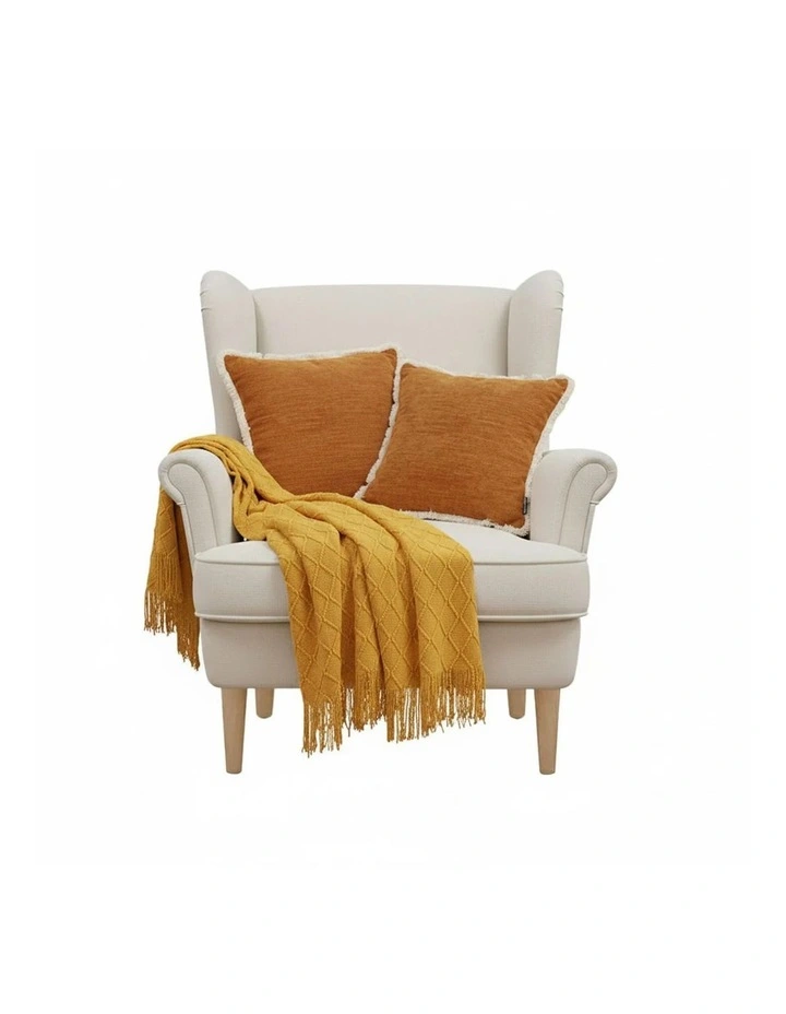 SOGA Home & Living Bundle  2 Sunset Orange Chenille Pillow & Yellow Diamond image 1