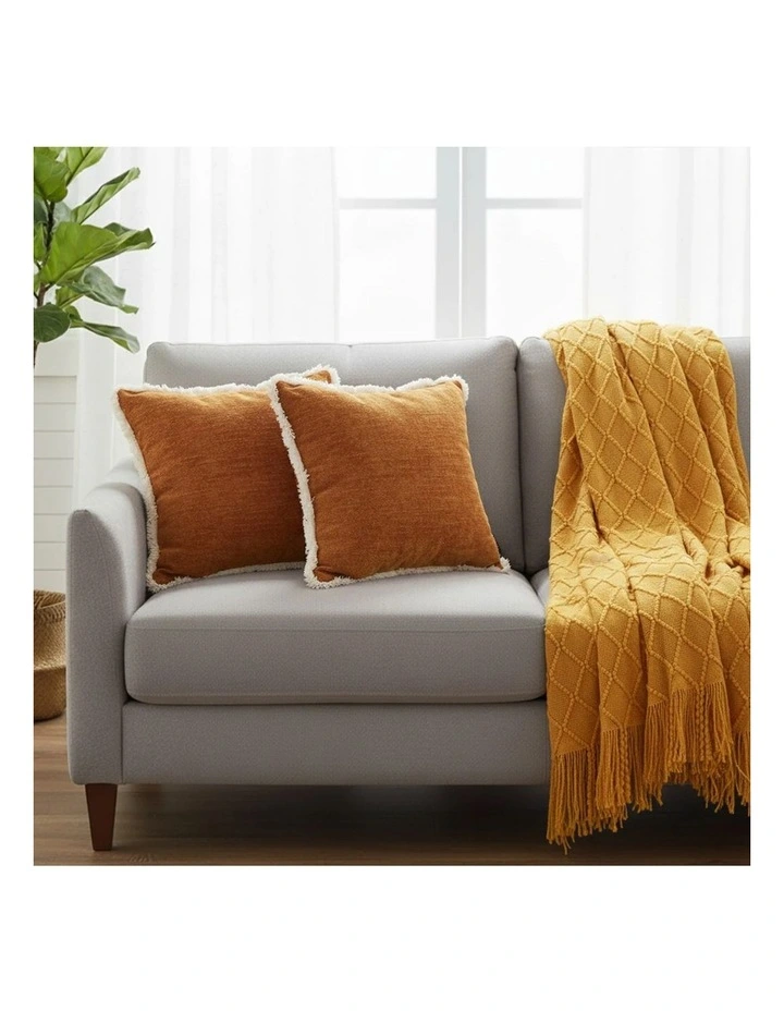 SOGA Home & Living Bundle  2 Sunset Orange Chenille Pillow & Yellow Diamond image 3