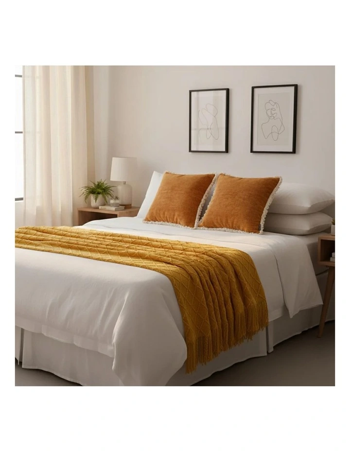 SOGA Home & Living Bundle  2 Sunset Orange Chenille Pillow & Yellow Diamond image 4
