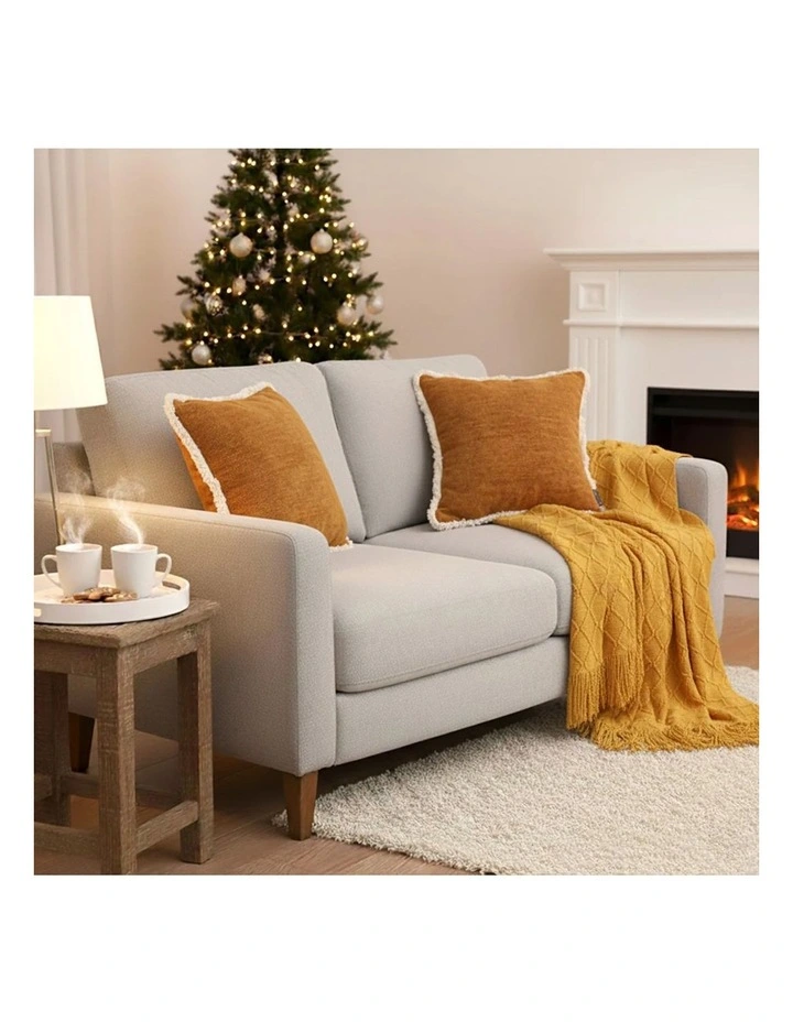 SOGA Home & Living Bundle  2 Sunset Orange Chenille Pillow & Yellow Diamond image 5