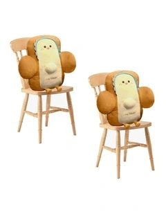 SOGA 2X 58cm Cute Face Toast Bread Cushion Plush Support Pillow