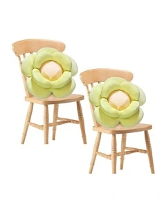 SOGA 2 Pack Green Double-Flower Plush Cushions