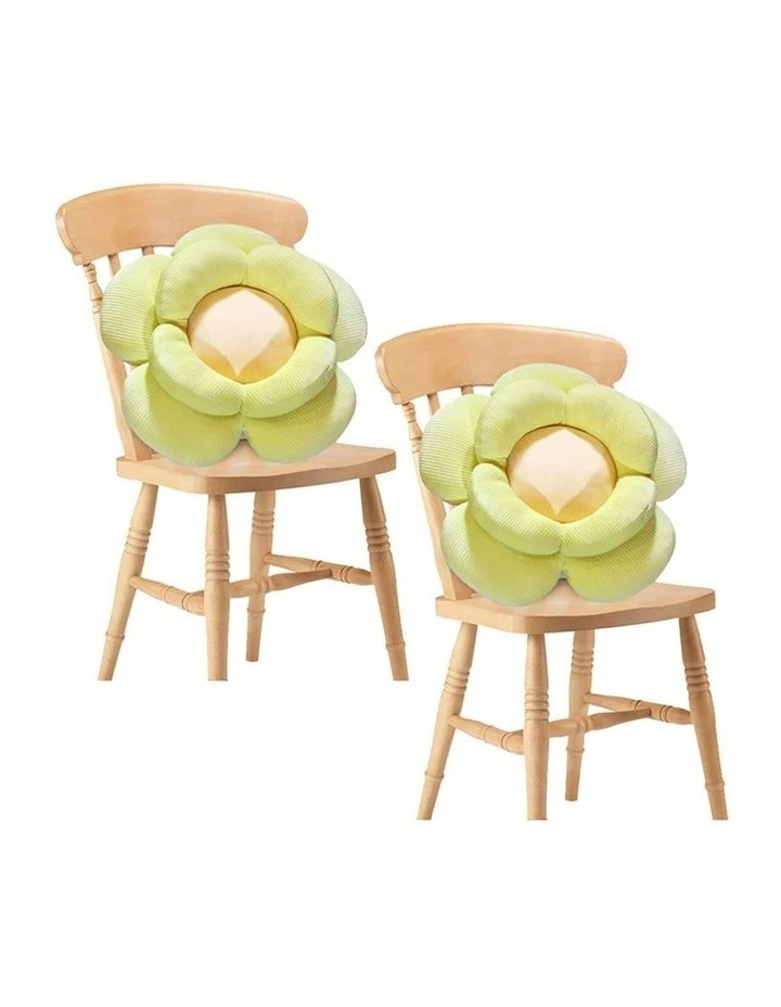 SOGA 2 Pack Green Double-Flower Plush Cushions image 1