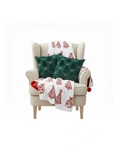 SOGA Christmas Bundle 2 Festive Teal Christmas Tree Pillow & Red Holiday