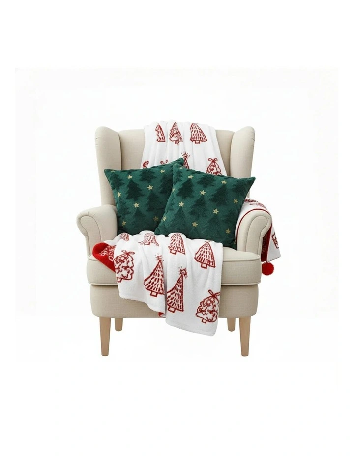 SOGA Christmas Bundle 2 Festive Teal Christmas Tree Pillow & Red Holiday image 1