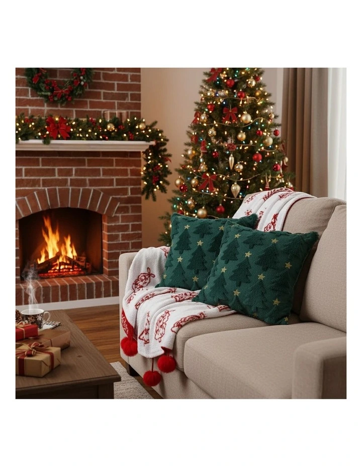 SOGA Christmas Bundle 2 Festive Teal Christmas Tree Pillow & Red Holiday image 2