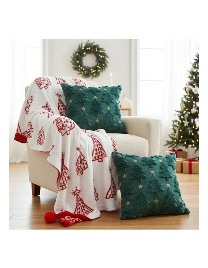 SOGA Christmas Bundle 2 Festive Teal Christmas Tree Pillow & Red Holiday image 3