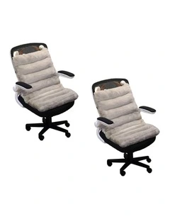 SOGA 2X Grey Buffalo Ear Seat Cushion Back & Waist Support Chair Pad