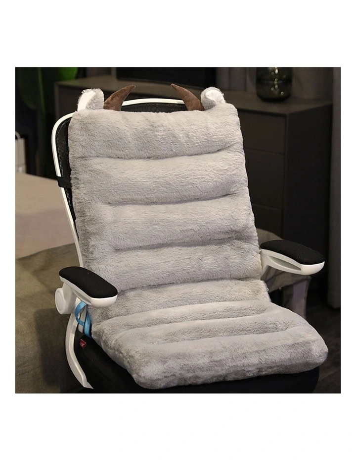 SOGA 2X Grey Buffalo Ear Seat Cushion Back & Waist Support Chair Pad image 2
