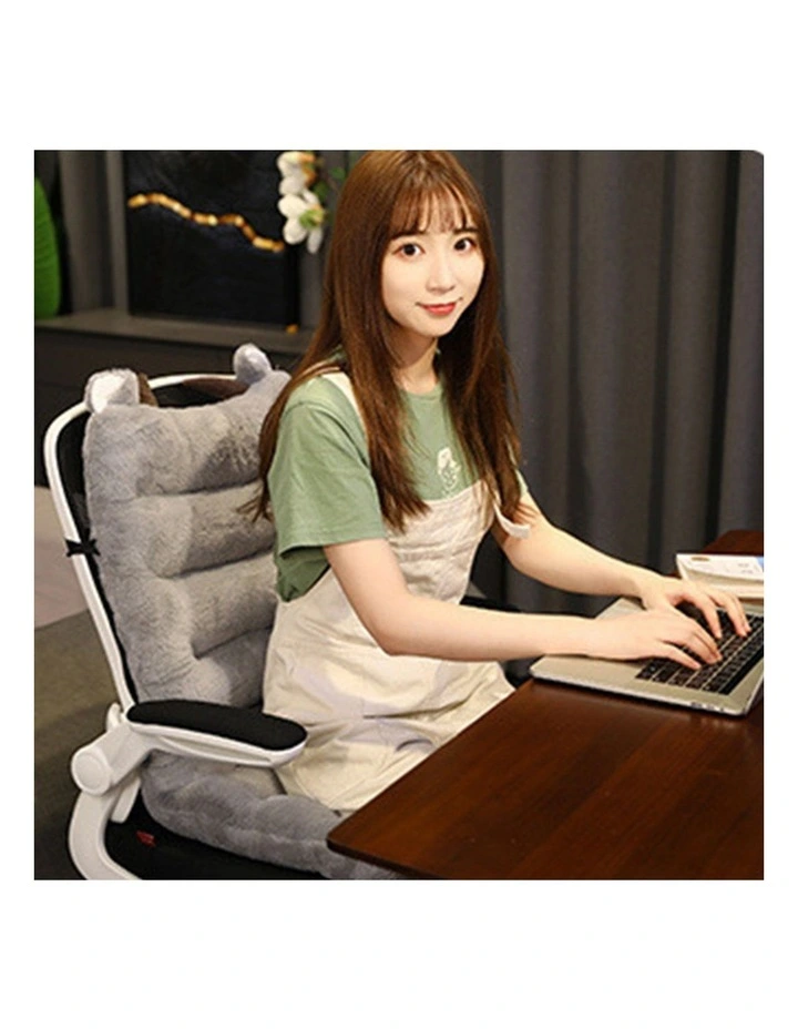 SOGA 2X Grey Buffalo Ear Seat Cushion Back & Waist Support Chair Pad image 3