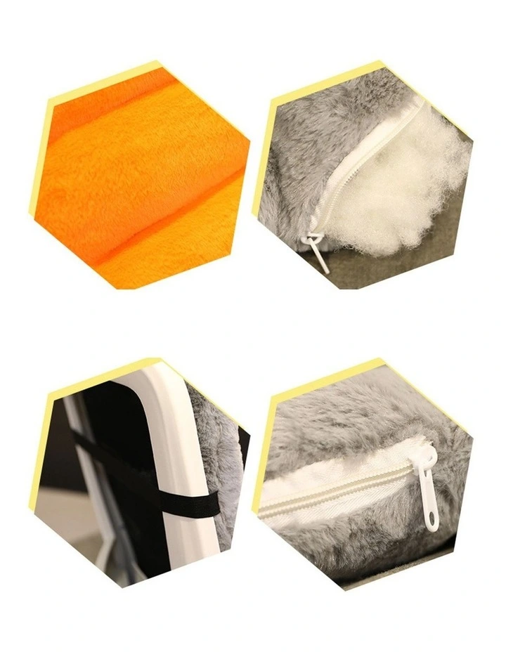 SOGA 2X Grey Buffalo Ear Seat Cushion Back & Waist Support Chair Pad image 5