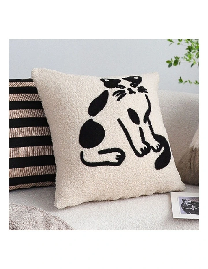 SOGA 2x 45cm Off-White Cat Design Square Throw Pillow image 3