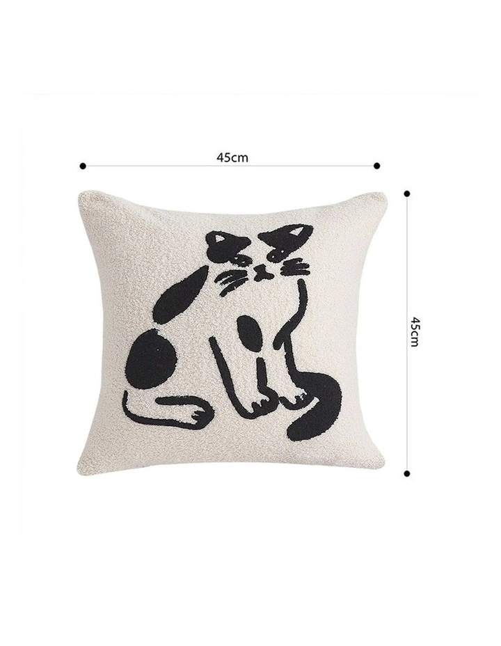 SOGA 2x 45cm Off-White Cat Design Square Throw Pillow image 5