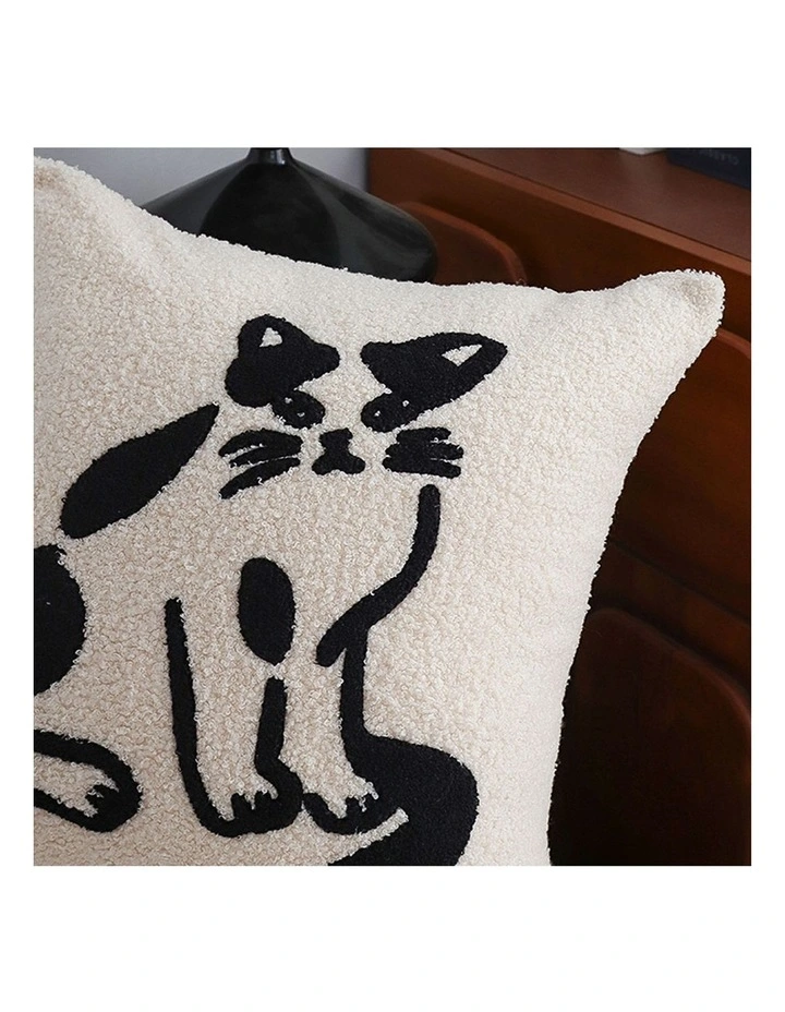SOGA 2x 45cm Off-White Cat Design Square Throw Pillow image 6