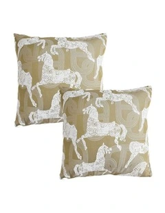 SOGA 2X 50cm Vintage Olive Green White Horse Pattern Throw Pillow