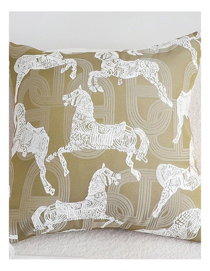 SOGA 2X 50cm Vintage Olive Green White Horse Pattern Throw Pillow image 2