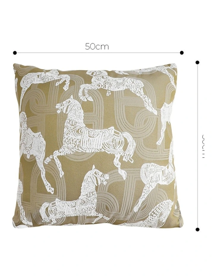 SOGA 2X 50cm Vintage Olive Green White Horse Pattern Throw Pillow image 5