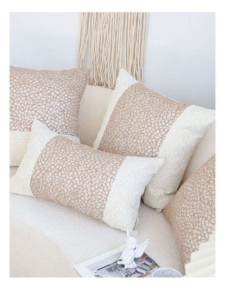 SOGA 2 Pack Beige Patterned French Cushion 35x55x18cm image 7