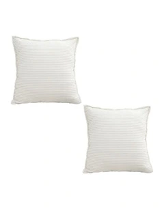 SOGA 2X 50cm Beige Throw Pillow Warm Wabi-sabi Striped Corduroy Square For Home Decor